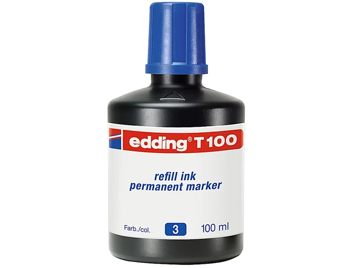 Edding t-100 Tinta Recarga Rotulador Permanente Azul Bote 100 ml