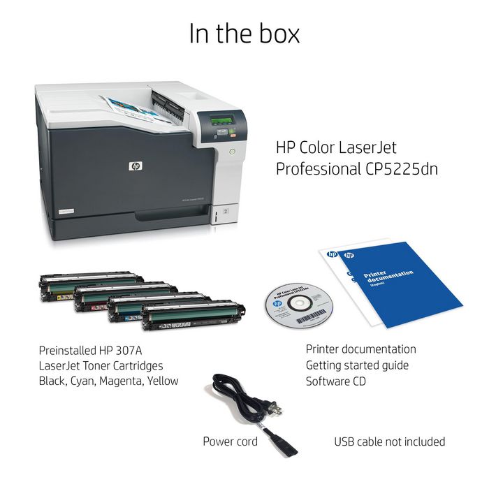 HP CP5225dn Impresora Color LaserJet Professional para Documentos A3 y Pósters, Impresión Versátil y Profesional