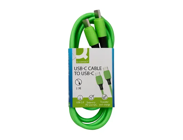 Q-connect Cable USB-C a USB-C PVC 1m Verde Q-connect Cable USB-C a USB-C PVC 1m Verde