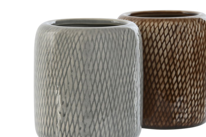 DKD Home Decor Vasos de Gres Surtidos de 2 Unidades