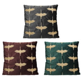 DKD Home Decor Cojín Poliéster con Diseño de Pájaro, Surtido de 3 Unidades