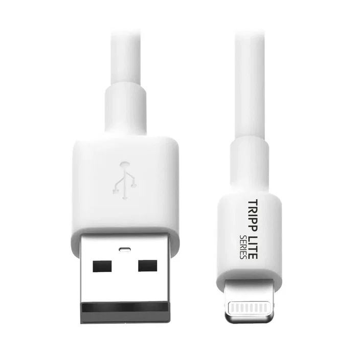 Tripp Lite M100-006-WH Cable USB A a Lightning de 1.83 m (6 pies) para Sincronización y Carga, Certificado MFi, Blanco, Compatible con iPhone, iPad, iPod