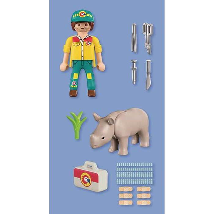 Playmobil Duo Pack Cuidador Con Rinoceronte