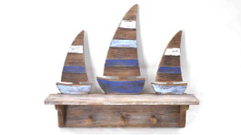 DKD Home Decor Perchero de Pared Barcos Azul Celeste