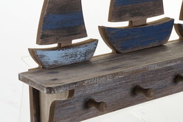 DKD Home Decor Perchero Pared Atlantico Azul Celeste y Marino 8.5 x 32 x 43 cm (2 Unidades)