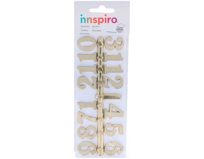 Innspiro Números Arábigos de Plástico Adhesivos Dorados 25mm