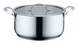 Haeger PA-24H.003A Cacerola o Sartén Multiuso de Acero Inoxidable con Tapa de Cristal - 24 cm - Apta para Gas, Inducción, Vitrocerámica