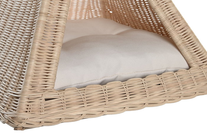 DKD Home Decor Cama Mascota Balines Ratán Natural 45 x 45 x 45 cm Hecha a Mano