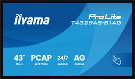Iiyama T4329AS-B1AG Monitor Interactivo 43" 4K UHD Táctil Android 14 OS 3840 x 2160 450cd/m² WiFi HDMI USB-C RS-232C RAM 4GB ROM 32GB 24/7