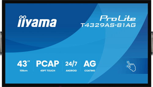 Iiyama T4329AS-B1AG Monitor Interactivo 43" 4K UHD Táctil Android 14 OS 3840 x 2160 450cd/m² WiFi HDMI USB-C RS-232C RAM 4GB ROM 32GB 24/7