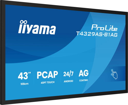 Iiyama T4329AS-B1AG Monitor Interactivo 43" 4K UHD Táctil Android 14 OS 3840 x 2160 450cd/m² WiFi HDMI USB-C RS-232C RAM 4GB ROM 32GB 24/7