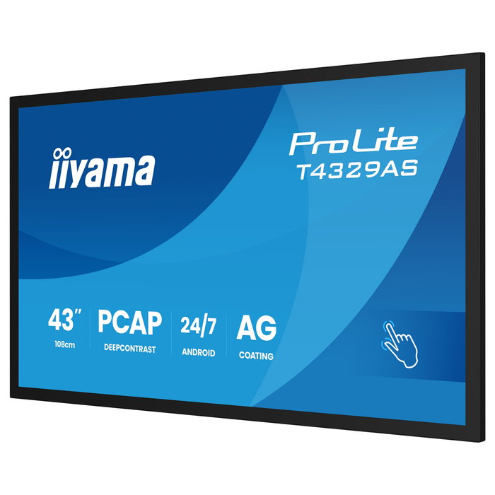IIYAMA T4329AS-B1AG Monitor Táctil 43" 4K PCAP 3840x2160 24/7 Negro IIYAMA T4329AS-B1AG Monitor Táctil 43" 4K PCAP 3840x2160 24/7 Negro