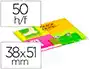 Q-connect Blocs de Notas Adhesivas Quita y Pon 38x51 mm con 50 Hojas Fluorescentes, Pack de 4 Unidades Surtidas