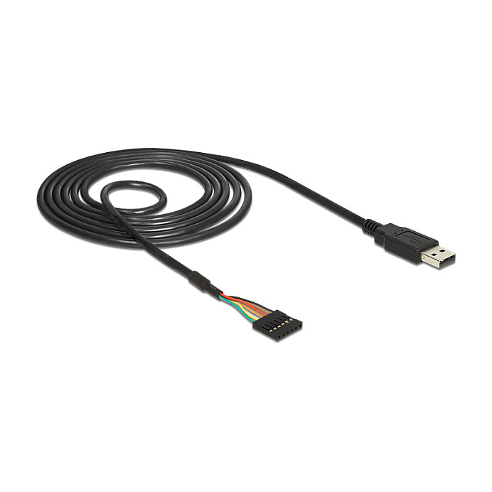 Delock Cable Adaptador USB 2.0 A TTL con Conector de 6 Pines a 1.8 m, Negro - 5 V, Compatible con Windows, Mac, Linux Delock Cable Adaptador USB 2.0 A TTL con Conector de 6 Pines a 1.8 m, Negro - 5 V, Compatible con Windows, Mac, Linux