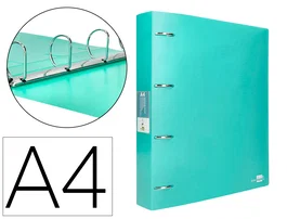 Liderpapel Carpeta de 4 Anillas Mixtas 40 mm Verde Manzana Opaco