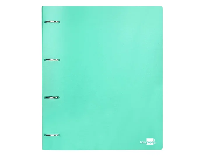 Liderpapel Carpeta de 4 Anillas Mixtas 40 mm Verde Manzana Opaco