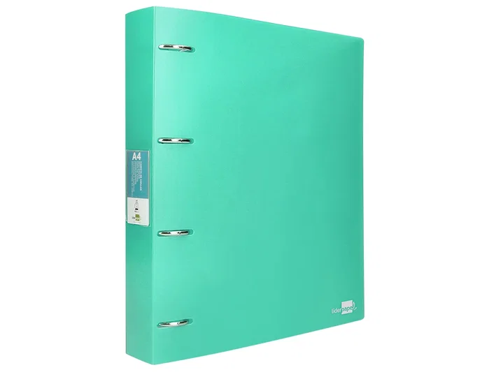 Liderpapel Carpeta de 4 Anillas Mixtas 40 mm Verde Manzana Opaco