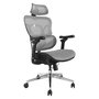 Equip 651050 Silla de Oficina Ergonómica con Reposacabezas y Brazos Ajustables, Asiento y Respaldo de Malla, Gris, Capacidad 150 kg