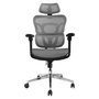 Equip 651050 Silla de Oficina Ergonómica con Reposacabezas y Brazos Ajustables, Asiento y Respaldo de Malla, Gris, Capacidad 150 kg