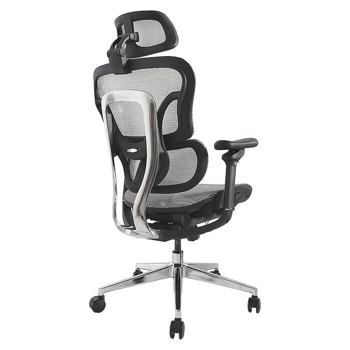 Equip 651050 Silla de Oficina Ergonómica con Reposacabezas y Brazos Ajustables, Asiento y Respaldo de Malla, Gris, Capacidad 150 kg