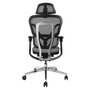 Equip 651050 Silla de Oficina Ergonómica con Reposacabezas y Brazos Ajustables, Asiento y Respaldo de Malla, Gris, Capacidad 150 kg