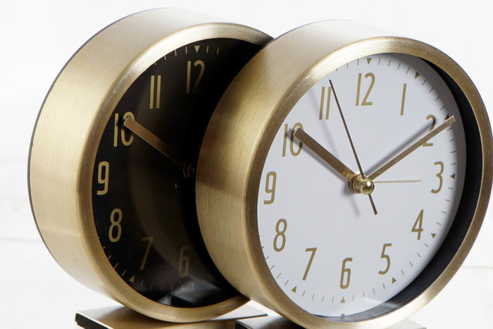 DKD Home Decor Reloj Despertador Blanco Negro 3.5 x 12 x 11.3 cm (4 Unidades)