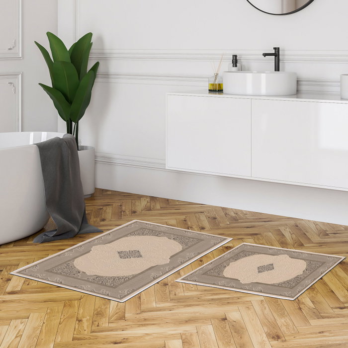 Mijölnir Kt455 Juego de Alfombrillas de Baño 100% Poliéster Antideslizante Antibacteriano para un Confort de Lujo y Seguridad Máxima