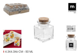 La Mediterranea Tarrito de Vidrio con Tapón de Corcho 50ml (Pack de 36)