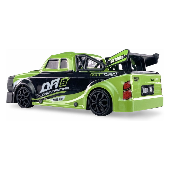 AMEWI Coche de Carreras RC Drift Racing Car 1:18 4WD RTR Modelo 21101, Efectos de Luz, Velocidad 25 km/h, Color Verde y Negro