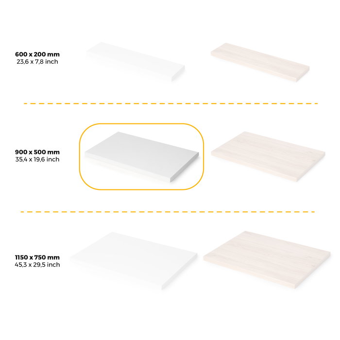 Emuca Tablero para mesa, 900x500mm, espesor 30mm, Madera, Pintado blanco