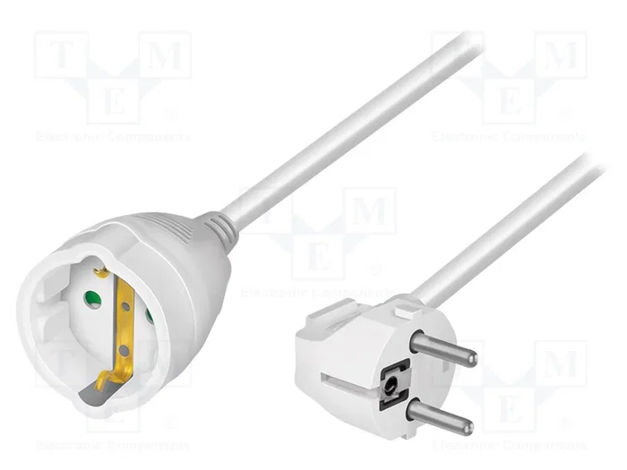 LogiLink Cable de extensión de alimentación CEE 7/7 (90°) a CEE 7/3, blanco, 2 m LogiLink Cable de extensión de alimentación CEE 7/7 (90°) a CEE 7/3, blanco, 2 m