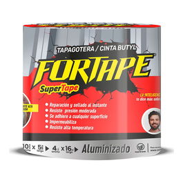 Fortape Cinta Tapa Gotera Aluminizada Butilo 100 mm x 5 m Resistente UV Larga Duración Exteriores Impermeabilización Rápida