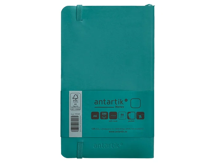 Antartik Cuaderno A6 Tapa Blanda Hojas Lisas Verde Aguamarina 100 Hojas 80gr FSC