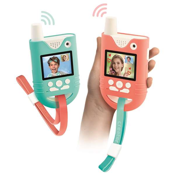 Canal Toys Walkie Talkies con Videollamada, Filtros y Efectos de Voz, Alcance 3 km, 22x30x5.4 cm (Azul/Rosa)
