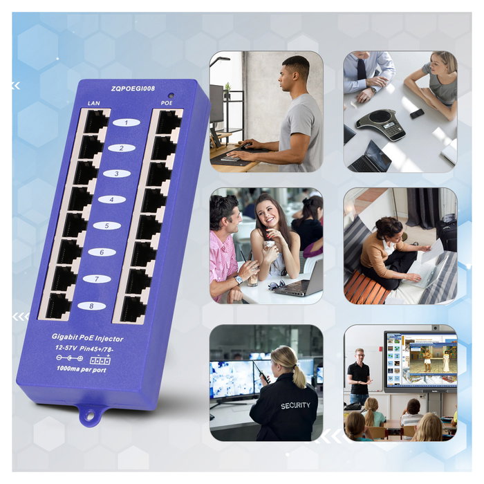 Extralink Inyector PoE 8 Puertos Gigabit Modo B Extralink Inyector PoE 8 Puertos Gigabit Modo B