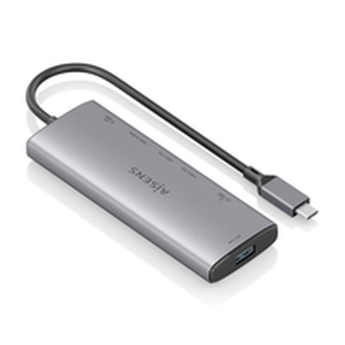 AISENS USB-C Dock 7 en 1 con HDMI 4K y puertos de 10 Gbps, Gris