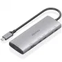 Aisens ASUC-7P031-GR Docking USB Tipo-C 7 en 1 con HDMI 4K, USB-A, 2xUSB Tipo-C, Lector Tarjetas, USB Tipo-C PD 100W, Gris