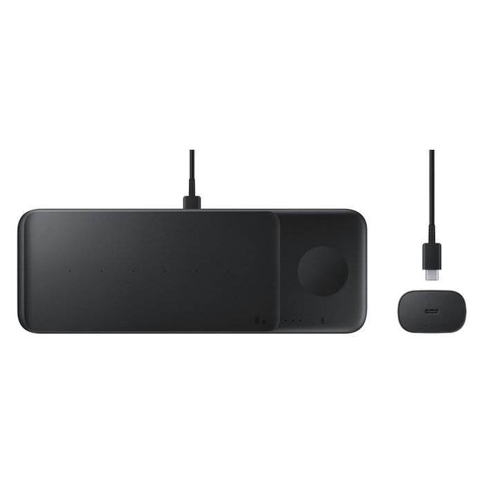 Samsung Trio Charger Pad EP-P6300, Cargador Inalámbrico de 9W para Móvil, Auriculares y Reloj, Negro Samsung Trio Charger Pad EP-P6300, Cargador Inalámbrico de 9W para Móvil, Auriculares y Reloj, Negro