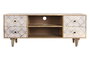 DKD Home Decor Mueble TV Boho Natural Blanco 135 x 40 x 55 cm