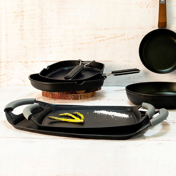 Quid Asador Aluminio Forjado Ebano Negro 47x29 cm (6 Unidades)