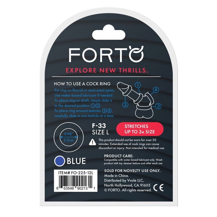 Anillo para el Pene Forto Azul L (L) Ø 25 mm