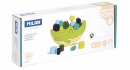 Milan 660510 Juguete Educativo de Madera Coco Balance con Cilindros para Apilar, Concentración y Equilibrio, +3 Años