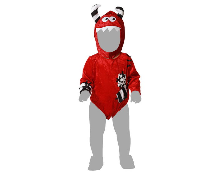 Disfraz de monstruo rojo con cuernos y parches para bebé unisex Disfraz de monstruo rojo con cuernos y parches para bebé unisex