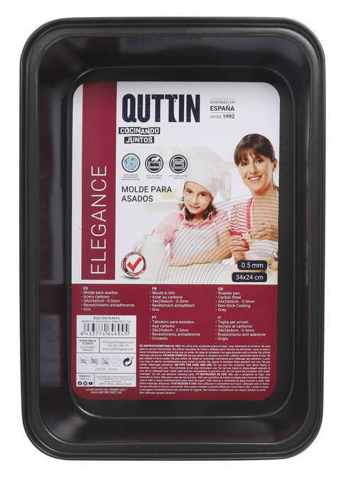 Quttin Bandeja Rectangular 34 x 24 cm, 0.5 mm Grosor (12 Unidades)