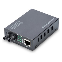 Digitus Convertidor de Medios Fast Ethernet RJ45/ST Multimodo, 100Base-TX/FX, hasta 2 km, 10/100 Mbit/s, Full/Half Duplex