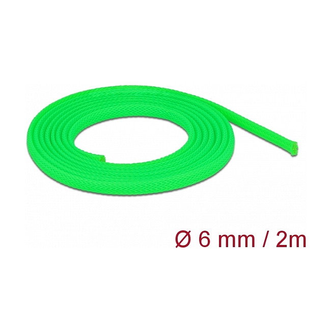 DeLOCK Funda trenzada estirable 2 m x 6 mm verde