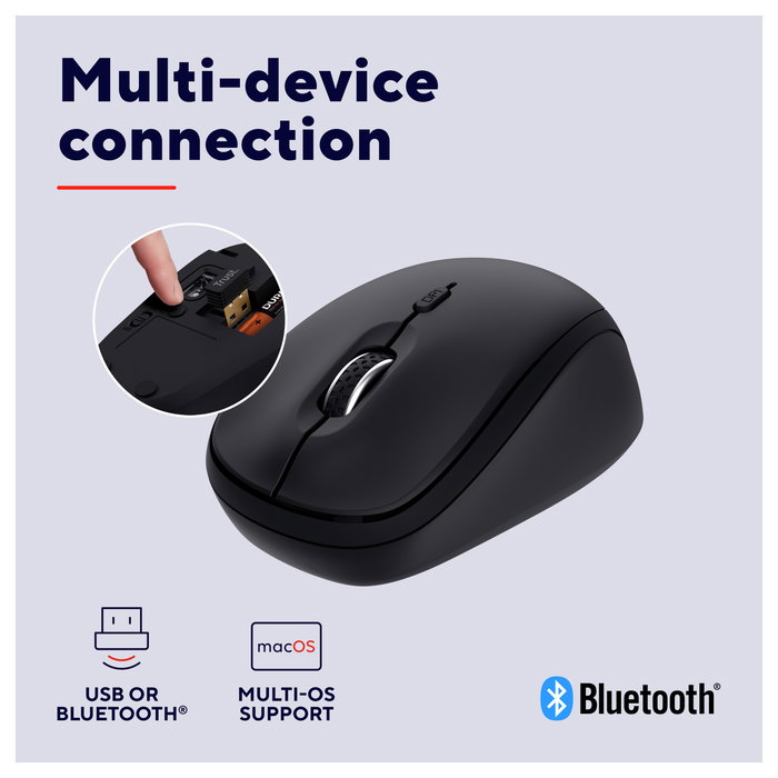 Trust Yvi+ Ratón Inalámbrico Multidispositivo Ambidextro Negro Trust Yvi+ Ratón Inalámbrico Multidispositivo Ambidextro Negro