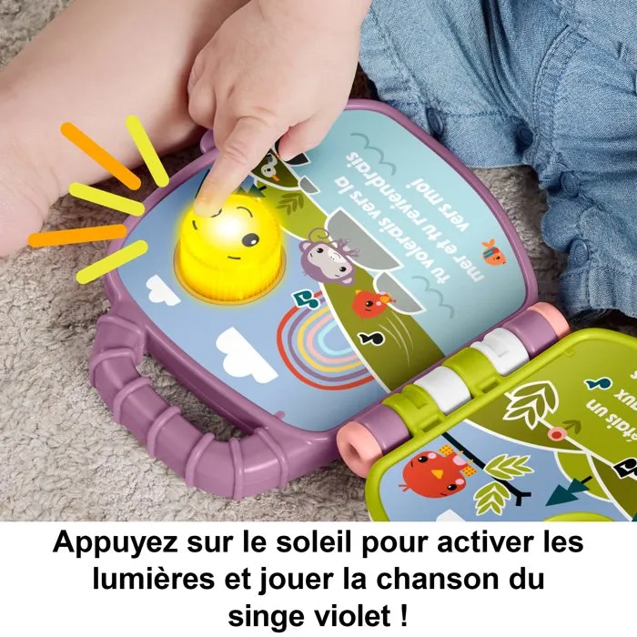 Fisher Price Libro de Rimas Infantiles Del Mono Púrpura MATJFN05