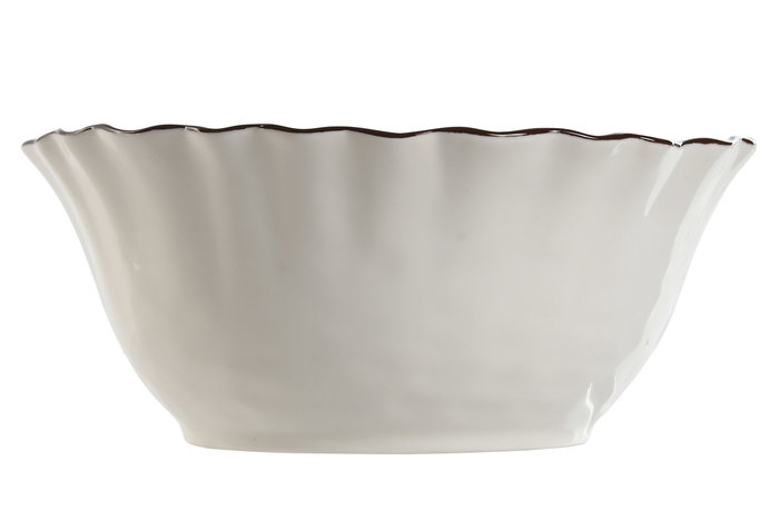 DKD Home Decor Louvre loving 24 Ensaladera Cottage Blanco Marron Porcelana 20 x 20 x 8 cm (2 Unidades)