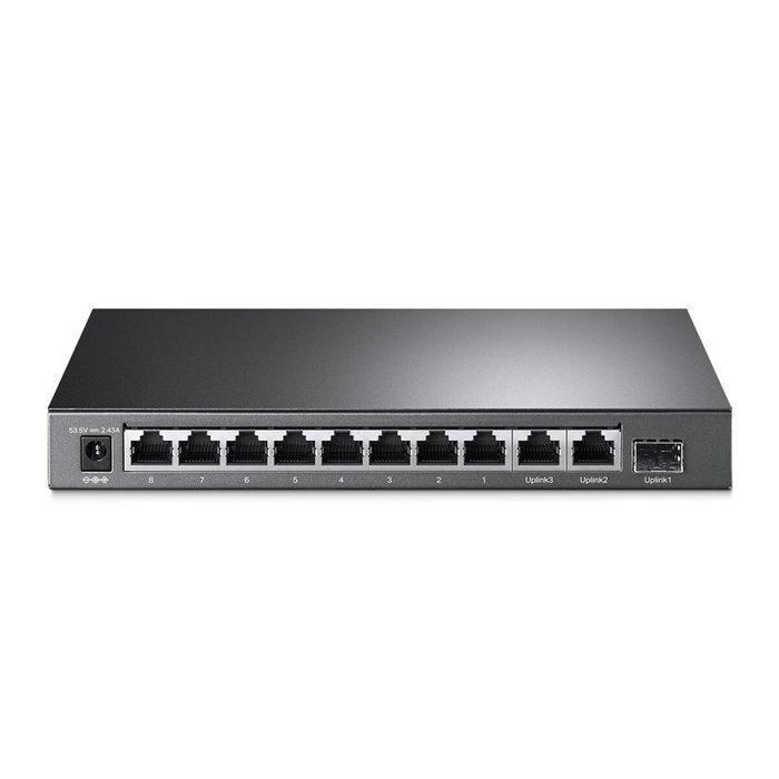 TP-Link Switch de Red 10 Puertos Gigabit TL-SG1210MP con 8 Puertos PoE+, Montaje en Rack, Gestión Inteligente, Negro